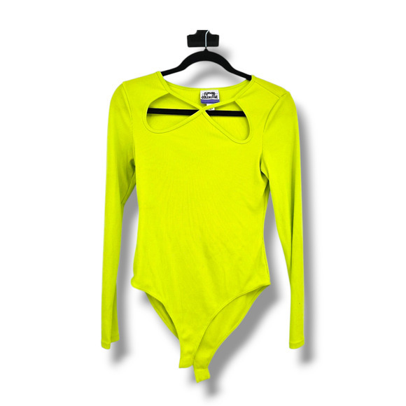 Future Collective X Kahlana Barfield Brown Ribbed Knit Bodysuit Neon Green Small - Picture 1 of 9
